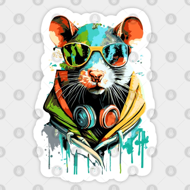 Cute Rat - Funny Rat - DJ Rat Sticker by BigWildKiwi